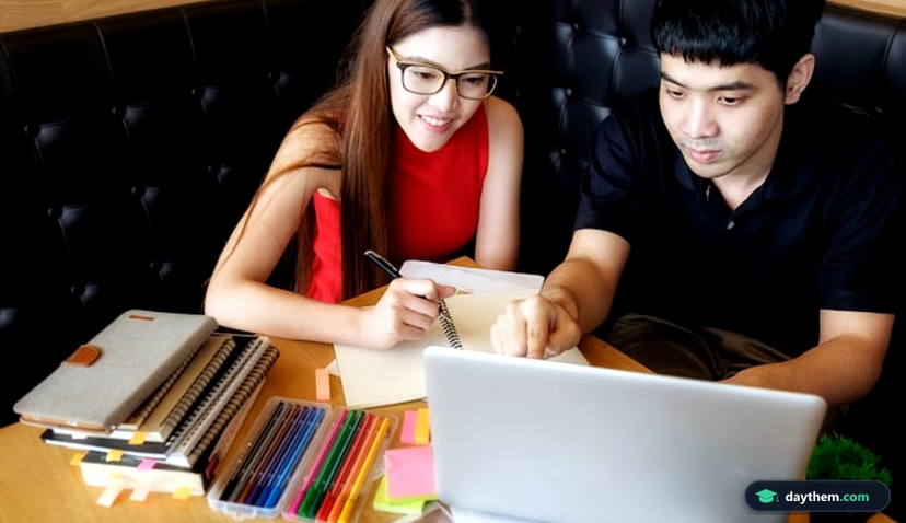 Education concept. Student studying and brainstorming campus concept.