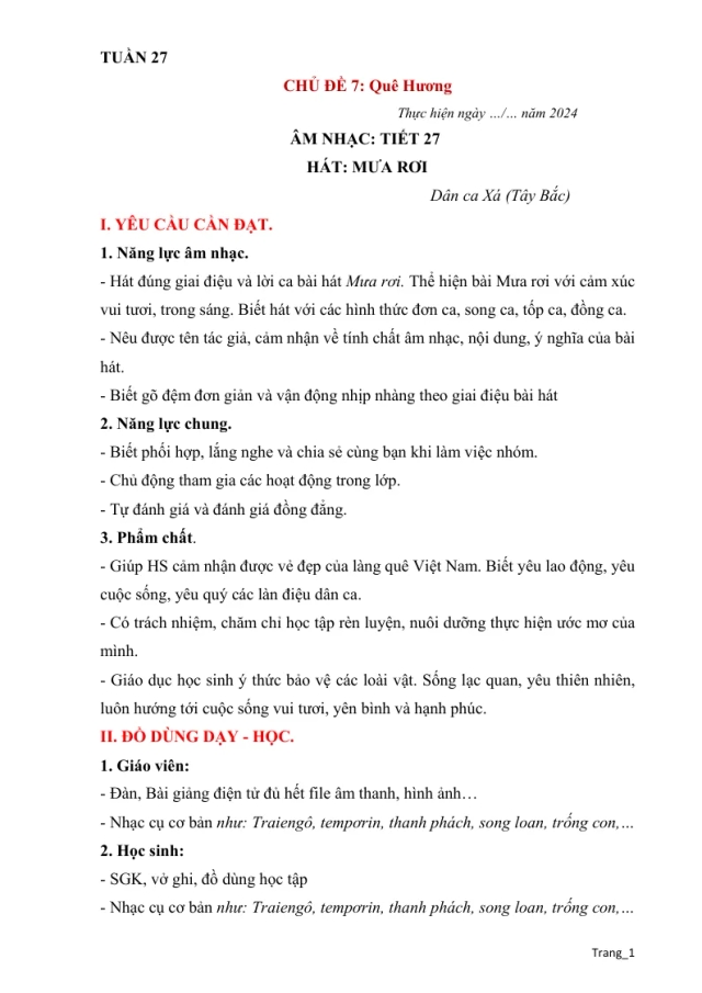Giáo Án Âm Nhạc 5 Chủ Đề 7 Quê Hương - Thumbnail
