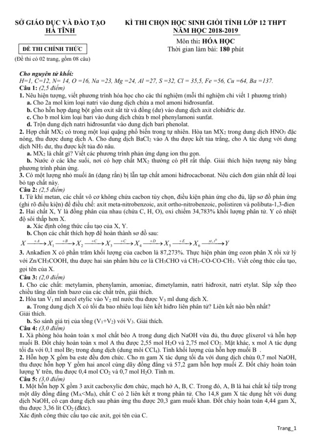 35 Đề Thi Học Sinh Giỏi Hóa 12 - Thumbnail