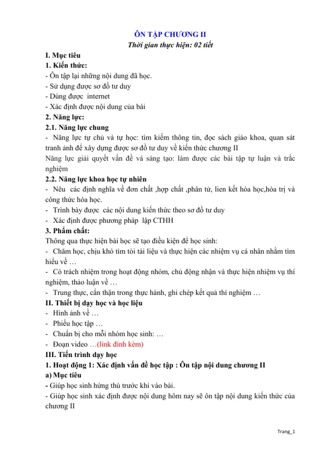 Giáo Án KHTN 7 Ôn Tập Chương 2 Phân Tử Liên Kết Hóa Học - Thumbnail