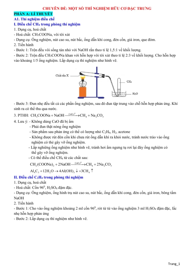 Chuyên Đề Một Số Thí Nghiệm Hữu Cơ Đặc Trưng Hóa 9 Bồi Dưỡng HSG - Thumbnail