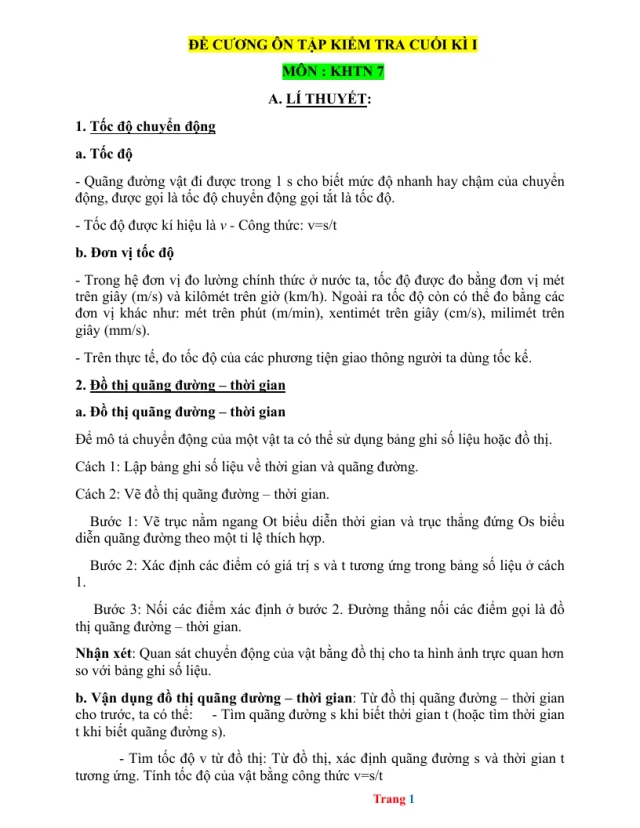 Đề Cương Ôn Tập Cuối Học Kỳ 1 KHTN 7 2024 - 2025 Tham Khảo - Thumbnail