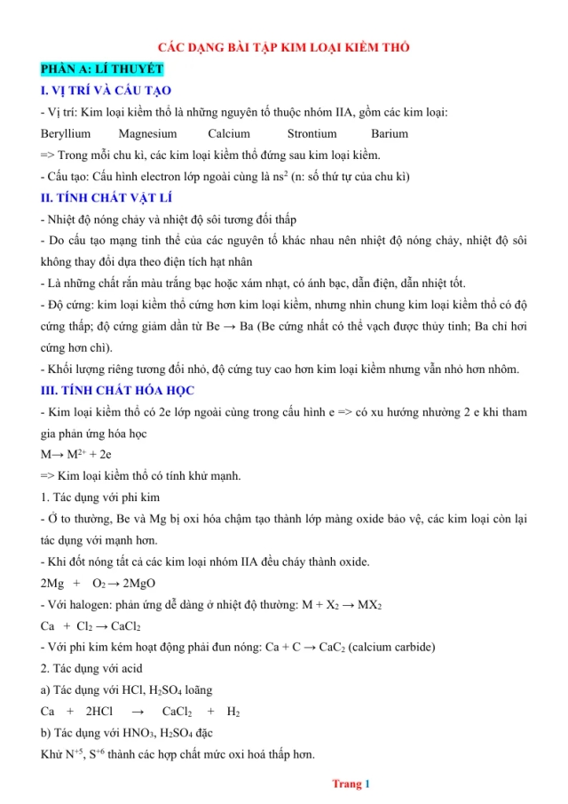 Các Dạng Bài Tập Kim Loại Kiềm Thổ Bồi Dưỡng HSG Hóa 9 - Thumbnail