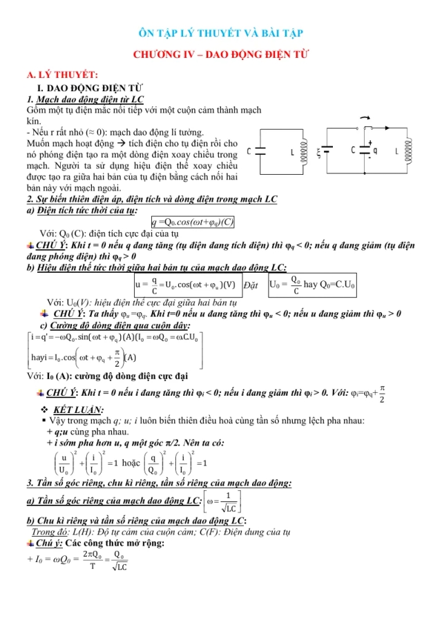 Trắc Nghiệm Dao Động Điện Từ Và Sóng Điện Từ Lý 12 - Thumbnail