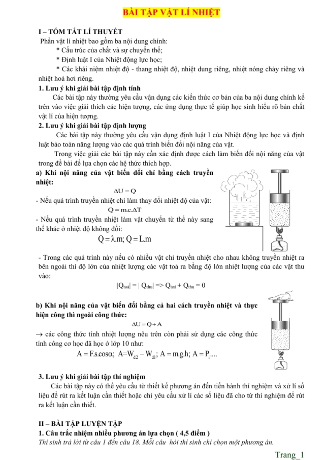 Các Dạng Toán Bài Tập Vật Lí Nhiệt Vật Lí 12 - Thumbnail