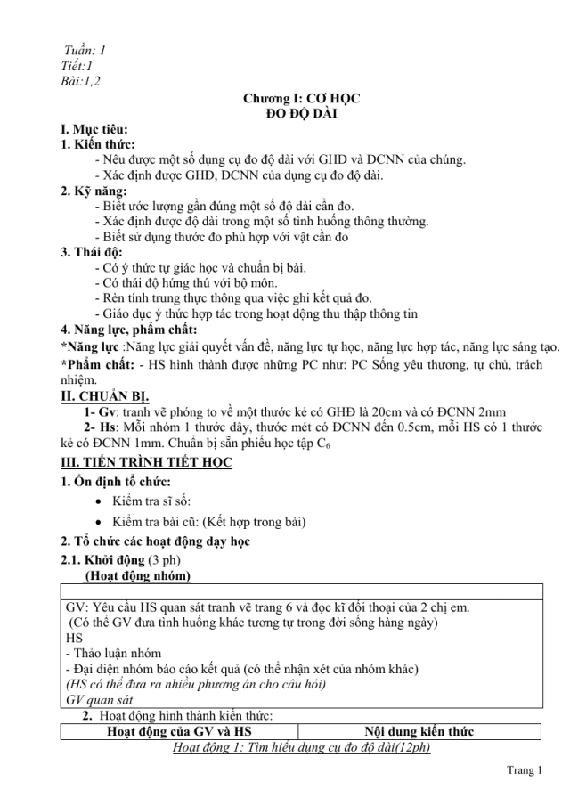 Giáo Án Vật Lí 6 Cả Năm Phương Pháp Mới 5 Hoạt Động - Thumbnail