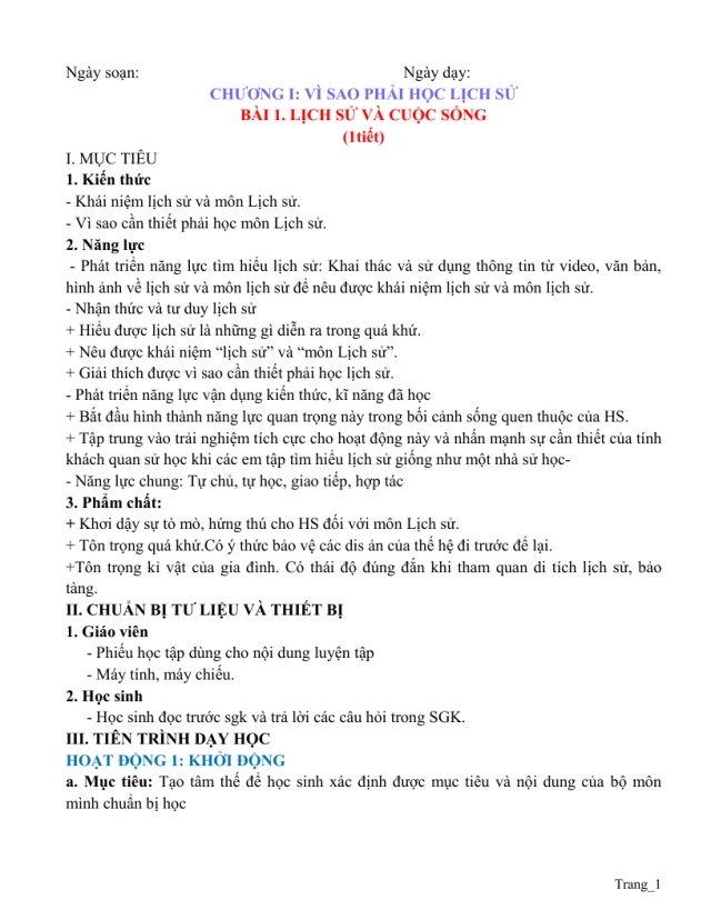 Giáo Án Lịch Sử 6 Học Kỳ 1 Phương Pháp Mới - Thumbnail