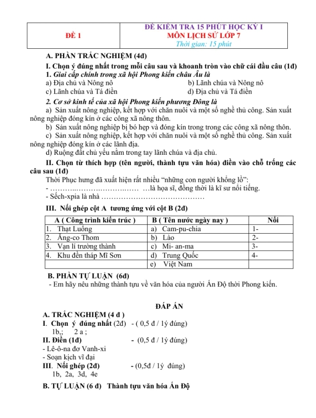 Đề Kiểm Tra 15 Phút Lịch Sử 7 Lần 1 - Thumbnail