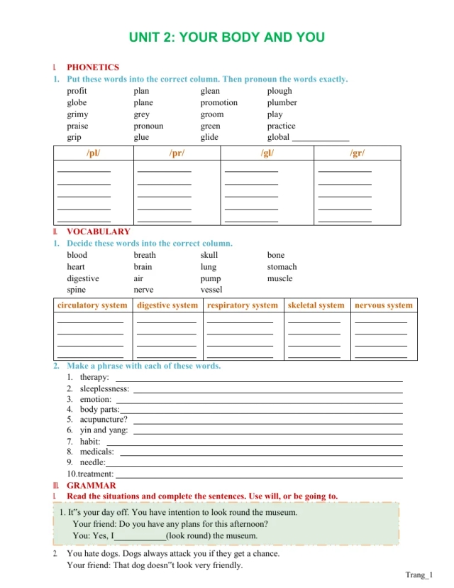 Bài Tập Tiếng Anh 10 Sách Thí Điểm Bài 2: Your Body And You Có Đáp Án - Đại Lợi - Hằng Nguyễn - Thumbnail
