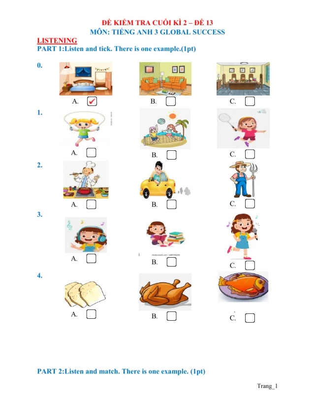 Đề Ôn Thi HK 2 Anh 3 2024 - 2025 Có Đáp Án Và File Nghe - Đề 13 - Thumbnail