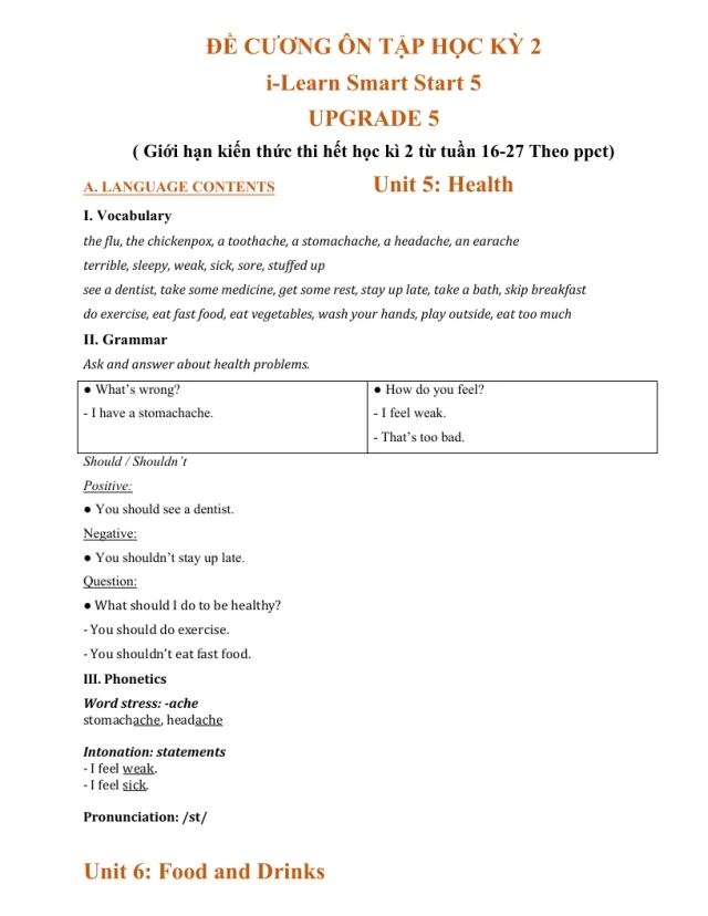 Đề Cương Ôn Tập HK2 Tiếng Anh 5 i - Learn Smart Start 2025 - 2026 - Thumbnail