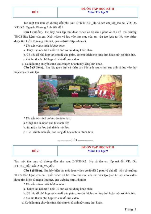 Bộ Đề Thi Học Kỳ 2 Môn Tin 9 - Thumbnail
