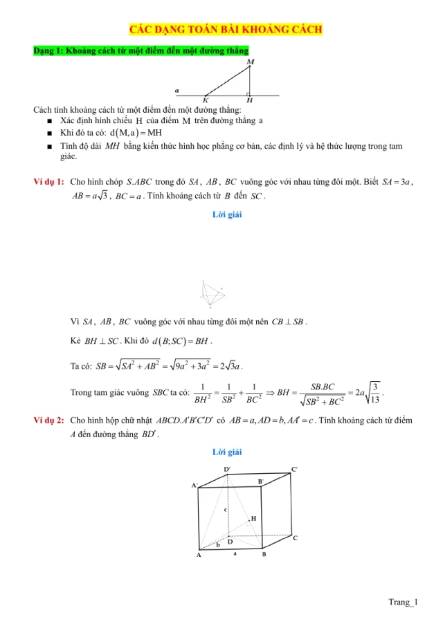 Các Dạng Bài Tập Bài Khoảng Cách Lớp 11 - Thumbnail
