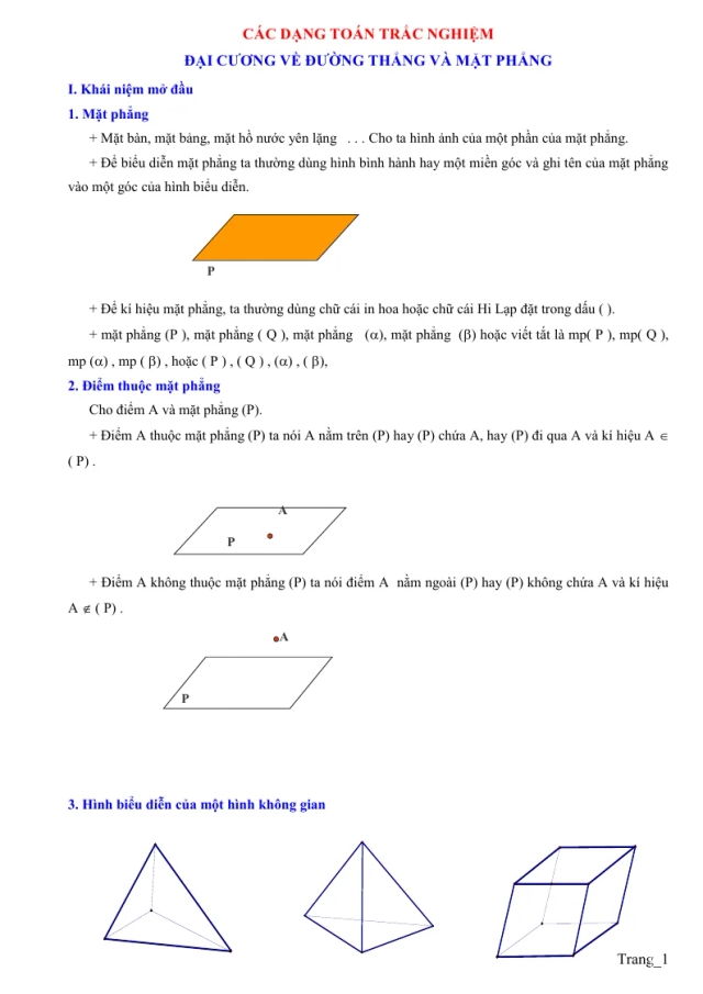 Các Dạng Toán Trắc Nghiệm Đại Cương Về Đường Thẳng Và Mặt Phẳng - Thumbnail