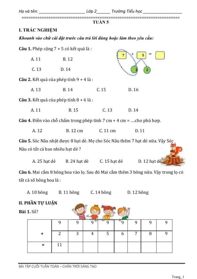Phiếu Cuối Tuần Toán 2 Tuần 5 - Thumbnail