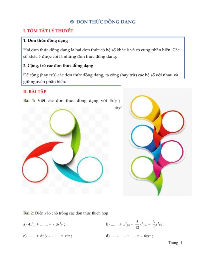 Bài Tập Toán 7 Đơn Thức Đồng Dạng - Thumbnail
