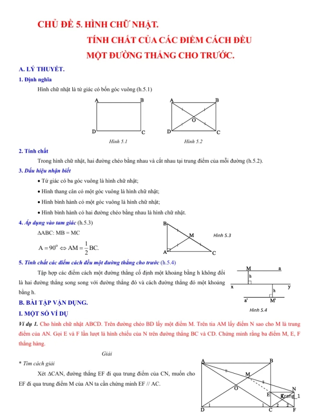 Giáo Án Dạy Thêm Hình 8 Chủ Đề Hình Chữ Nhật Đường Thẳng Song Song - Thumbnail