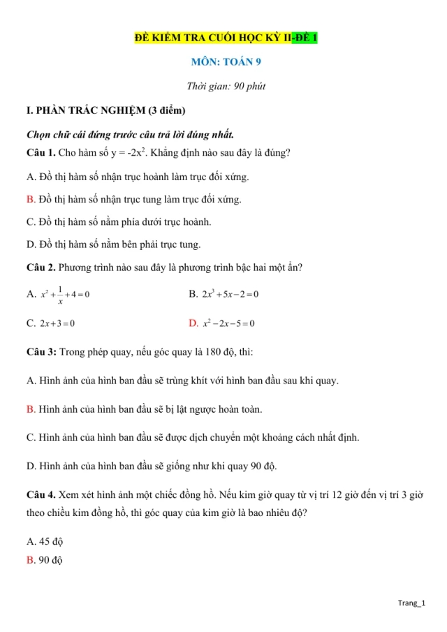 Bộ Đề Kiểm Tra HK2 Toán 9 Có Đáp Án Ma Trận Đặc Tả - Thumbnail