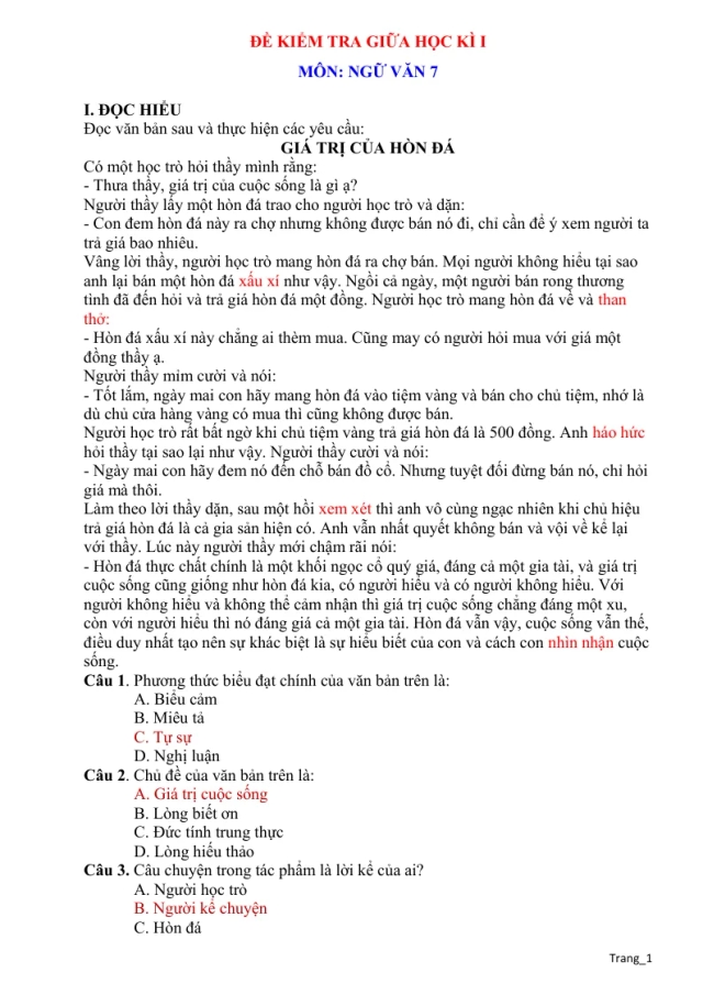 Đề Thi Giữa Học Kỳ 1 Văn 7 - Thumbnail