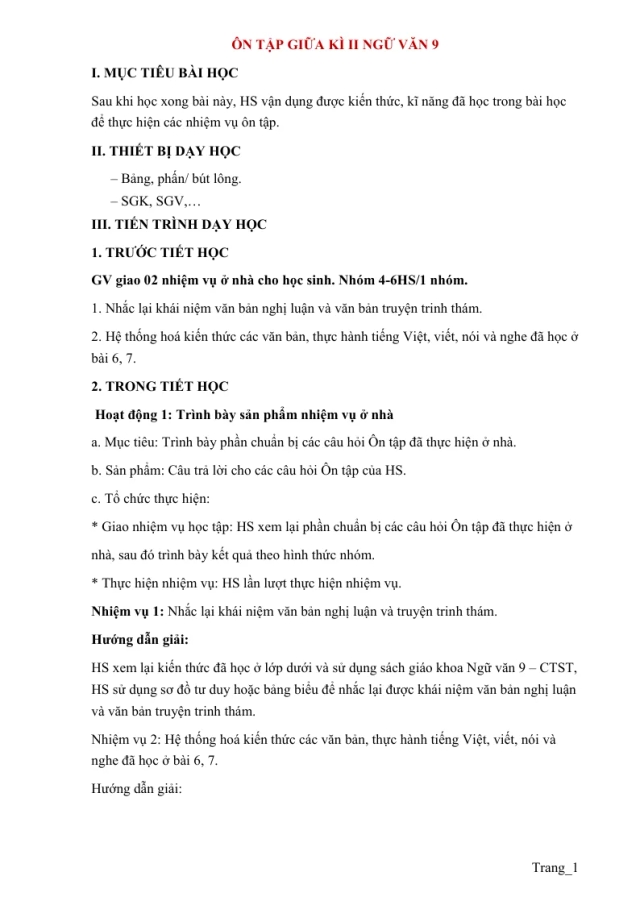Giáo Án Ôn Tập Giữa Học Kỳ 2 Ngữ Văn 9 - Thumbnail