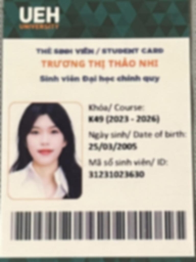 Bằng cấp của Gia sư dạy kèm Trương Thị Thảo Nhi Trung tâm gia sư Thành Được