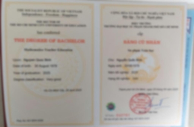 Bằng cấp của Giảng viên cao đẳng Nguyễn Quốc Bình Trường cao đẳng hàng hải và đường thủy 2