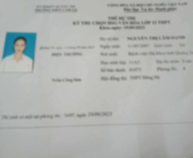 Bằng cấp của Sinh viên dạy kèm Nguyễn Thị Lâm Oanh nhà thờ ở địa phương