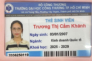 Bằng cấp của Sinh viên dạy kèm Trương Thị Cẩm Khánh dạy tại nhà học sinh