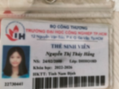 Bằng cấp của Sinh viên dạy kèm Nguyễn Thị Thuý Hằng Đại học công nghiệp TPHcm, nhận dạy kèm tại nhà học viên