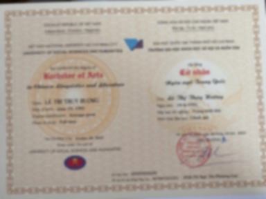 Bằng cấp của Giáo viên trung tâm Lê Thị Thúy Hường Tiếng Trung Tuệ Lâm