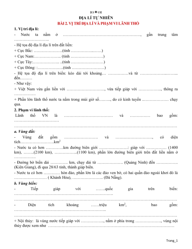 Bài Tập Điền Khuyết Địa 12 Theo Bài Học Cả Năm - Thumbnail