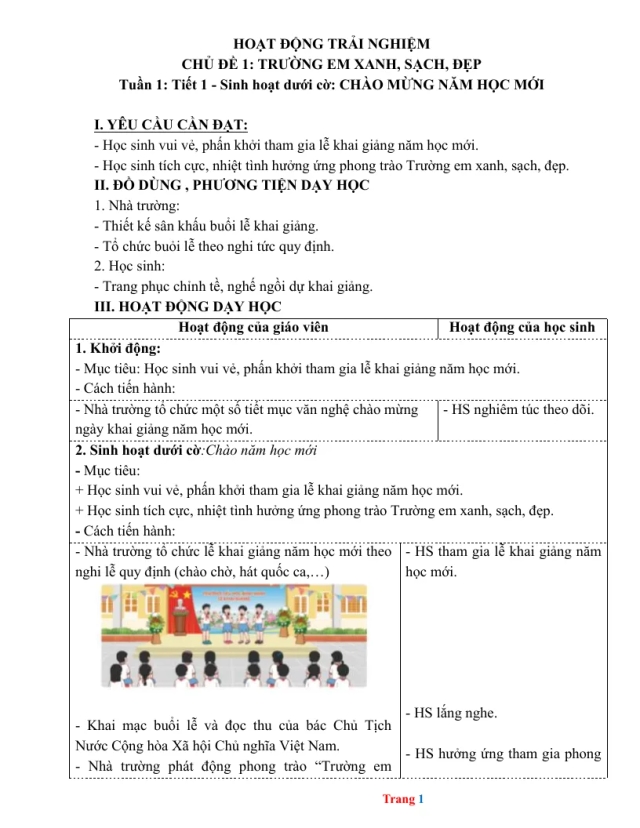 Giáo Án Hoạt Động Trải Nghiệm 4 Học Kỳ 1 - Thumbnail