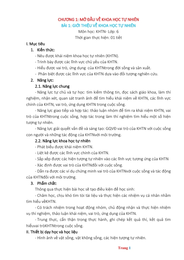 Giáo Án Khoa Học Tự Nhiên Môn Hóa 6 Cả Năm Sách Phương Pháp Mới - Thumbnail