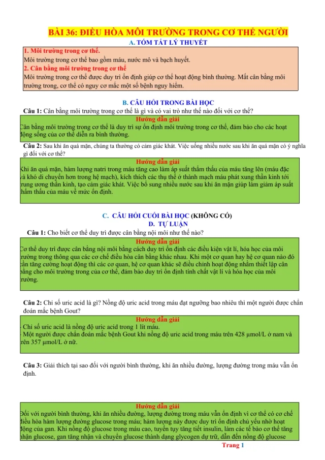 Chuyên Đề KHTN 8 Kết Nối Bài 36 Điều Hòa Môi Trường Trong Của Cơ Thể Người - Thumbnail