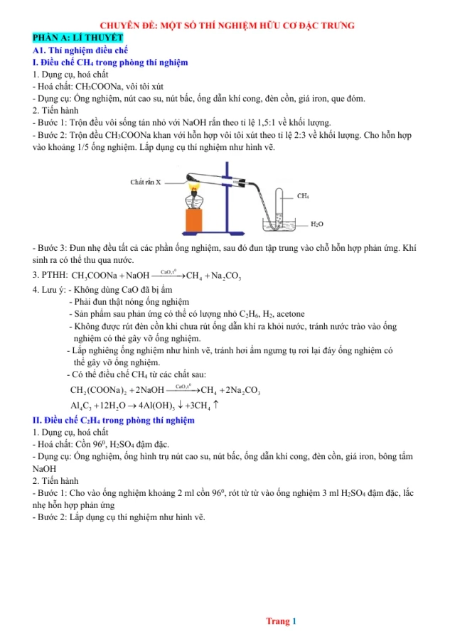 Chuyên Đề Một Số Thí Nghiệm Hữu Cơ Đặc Trưng Hóa 9 Bồi Dưỡng HSG - Thumbnail