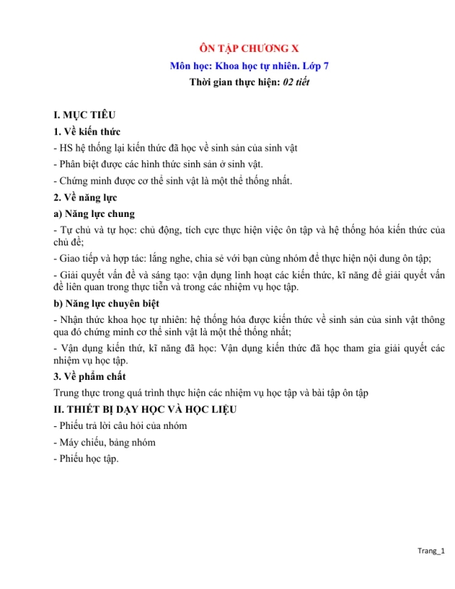 Giáo Án KHTN 7 Ôn Chương 10 Sinh Sản Ở Sinh Vật - Thumbnail