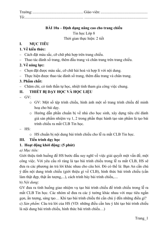 Giáo Án Tin 8 Học Kỳ 2 Phương Pháp Mới - Thumbnail