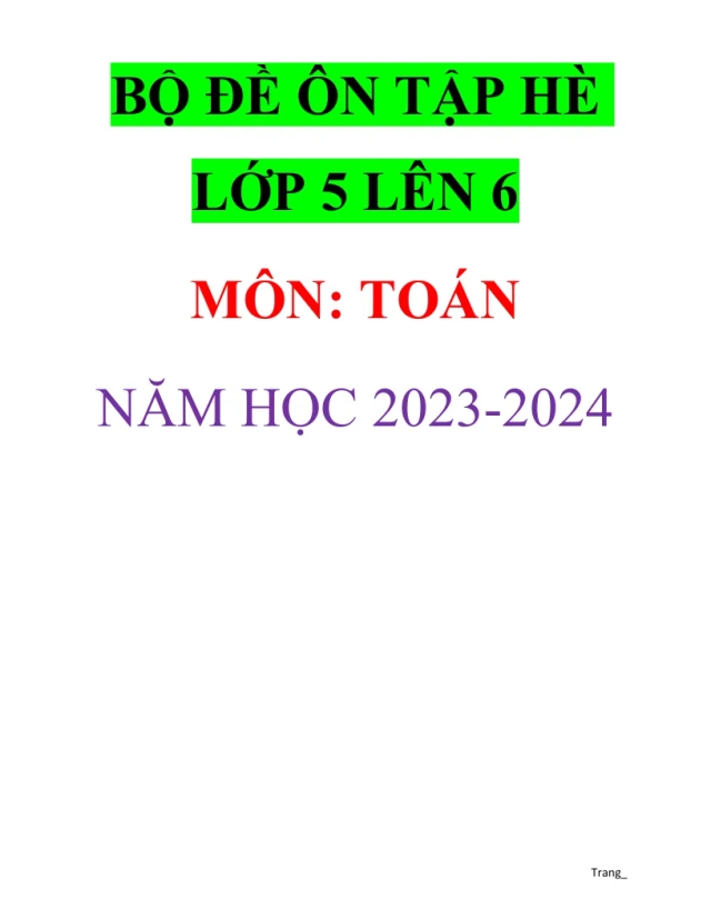 15 Đề Ôn Hè Toán 5 Lên 6 Năm Học 2023 - 2024 - Thumbnail