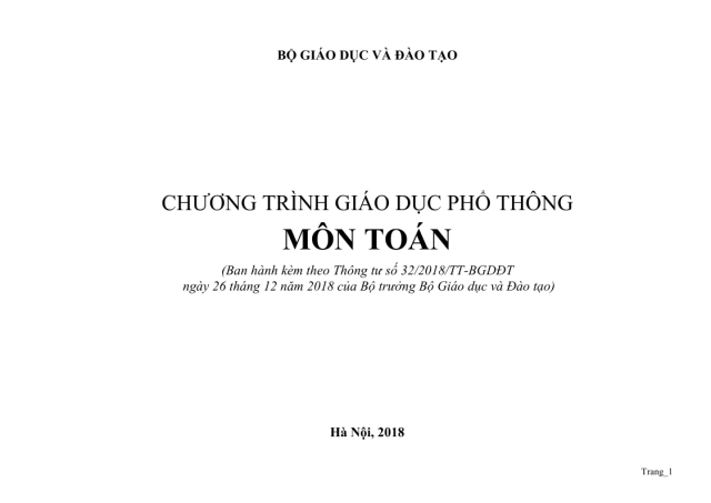 Yêu Cầu Cần Đạt Môn Toán Giáo Dục Phổ Thông Năm Học 2024 - 2025 - Thumbnail