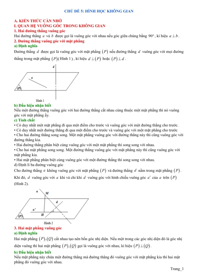 Chuyên Đề Hình Học Không Gian Ôn Thi Tốt Nghiệp THPT 2025 - Thumbnail