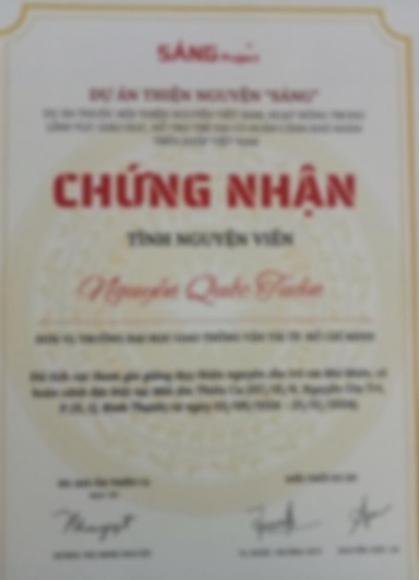 Bằng cấp của Gia sư dạy kèm Nguyễn Quốc Tuấn Trường Đại học Giao thông Vận tải TP. Hồ Chí Minh