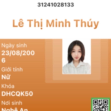Bằng cấp của Sinh viên dạy kèm Lê Thị Minh Thuý tại nhà