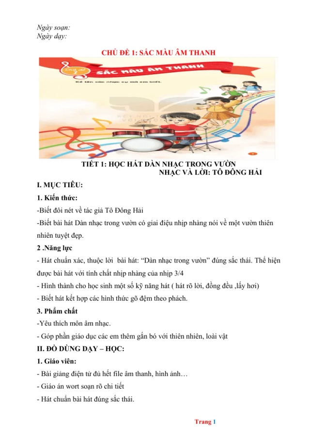 Giáo Án Âm Nhạc Lớp 2 Học Kỳ 1 Rất Hay - Thumbnail