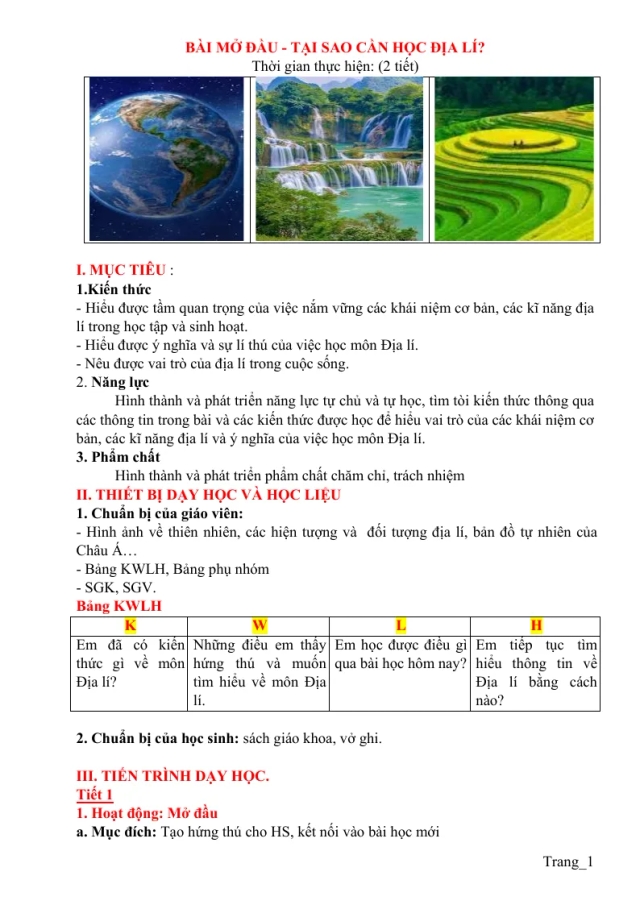 Giáo Án Địa 6 Cả Năm Rất Hay - Bộ 2 - Thumbnail