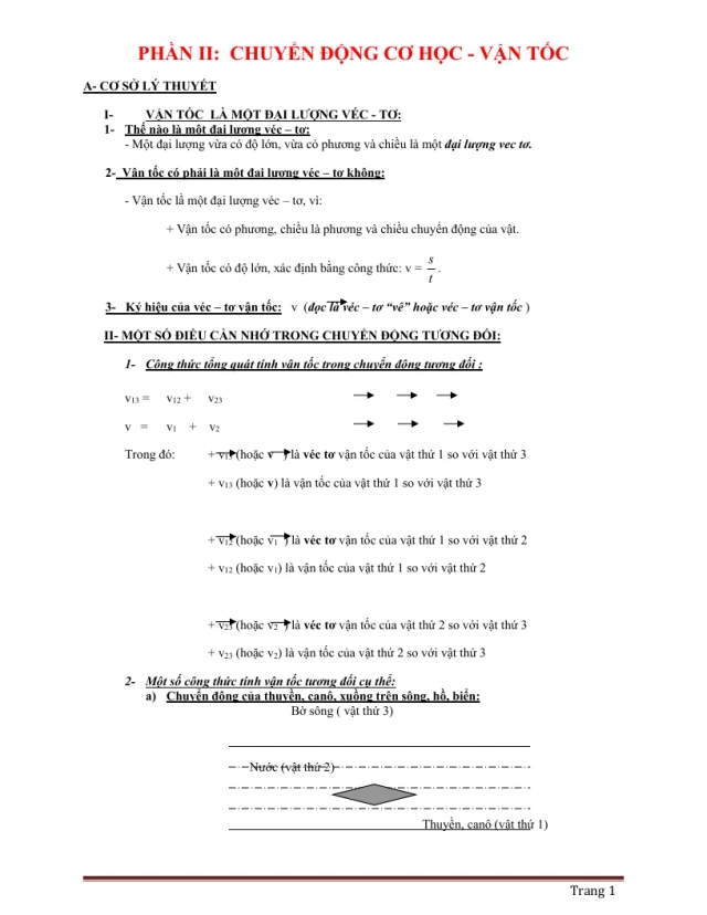 Chuyên Đề BDHSG Lý 9 Phần Chuyển Động Cơ Học - Vận Tốc - Thumbnail
