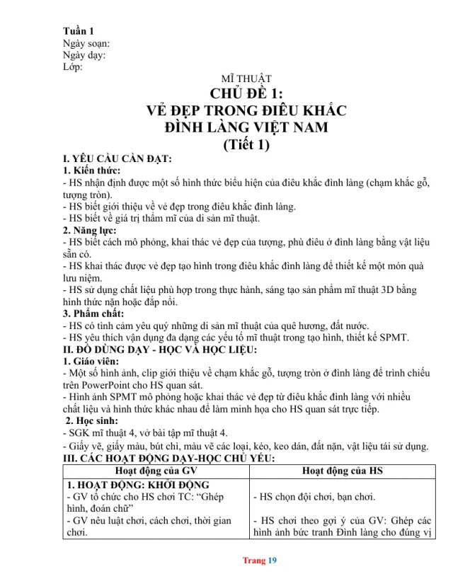 Giáo Án Mĩ Thuật 4 Học Kỳ 1 - Thumbnail