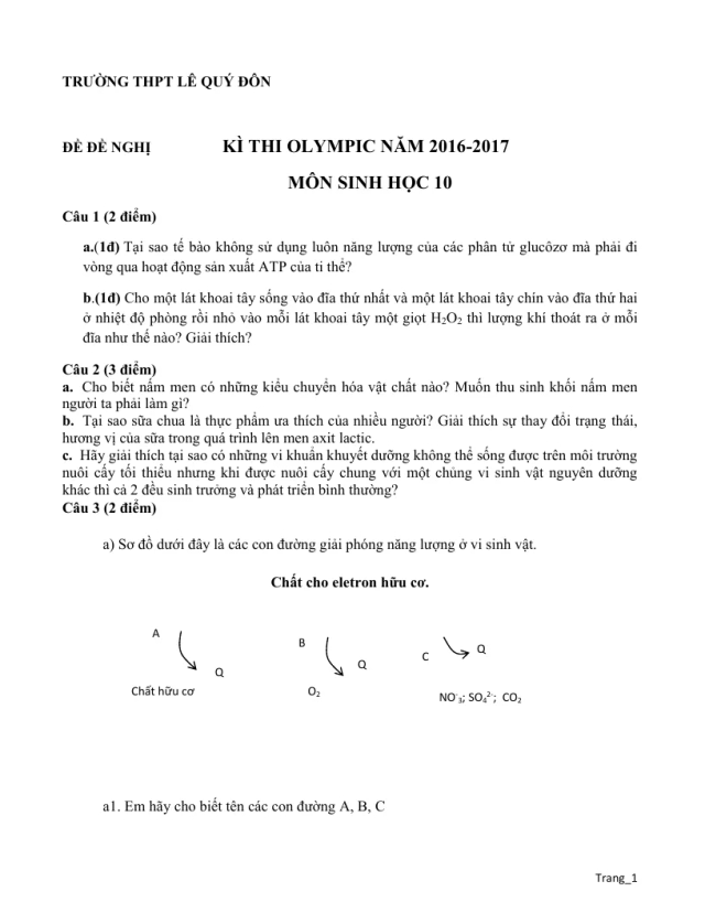 20 Đề Thi Olympic Sinh Học 10 - Thumbnail