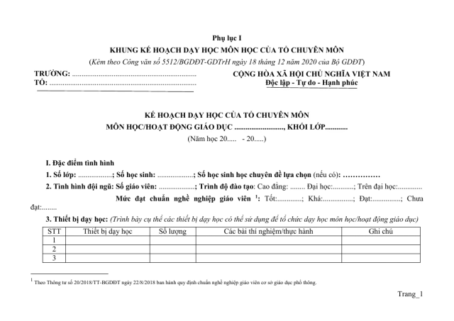 Kế Hoạch Dạy Học Tiếng Anh 11 - Thumbnail