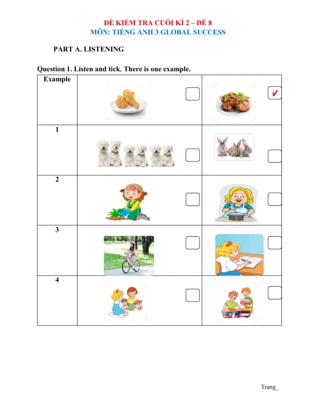 Đề Kiểm Tra HK 2 Tiếng Anh 3 2024 - 2025 Có Đáp Án Và File Nghe - Đề 8 - Thumbnail