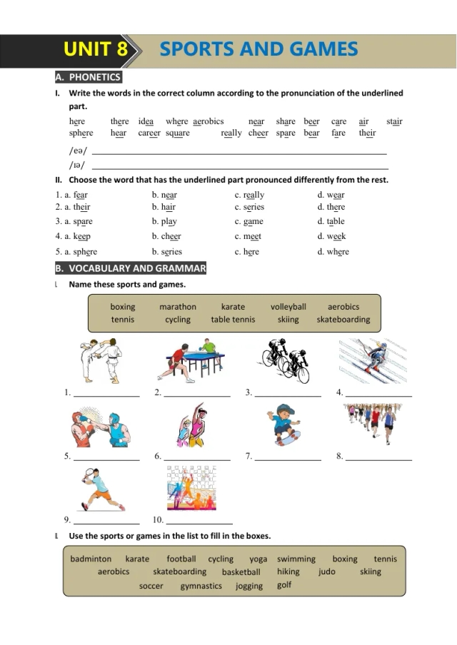 Bài Tập Tiếng Anh 6 Chương Trình Mới Bài 8: Sports And Games Có Đáp Án - Mai Lan Hương - Hà Thanh Uyên - Thumbnail